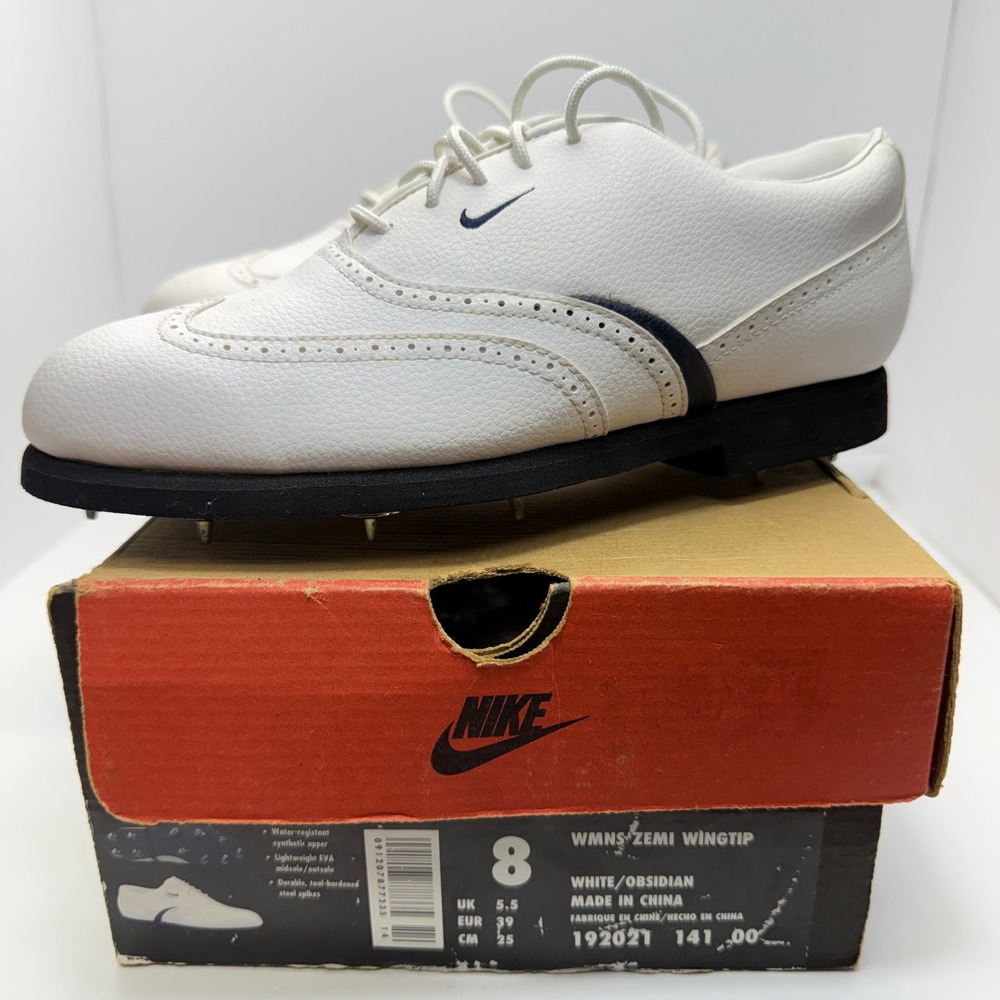 Nike Zemi Wingtip Women 8 White Obsidian Golf Shoes‎ 192021-141